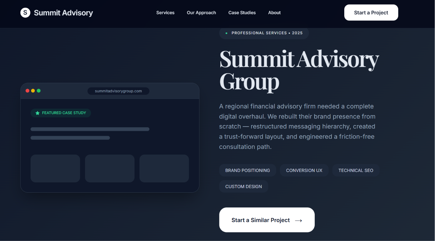 Summit Build Co. website homepage design